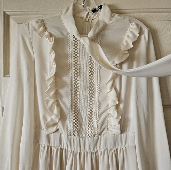 Scarf Neck Ruffle Dress - Picture 2 of 5